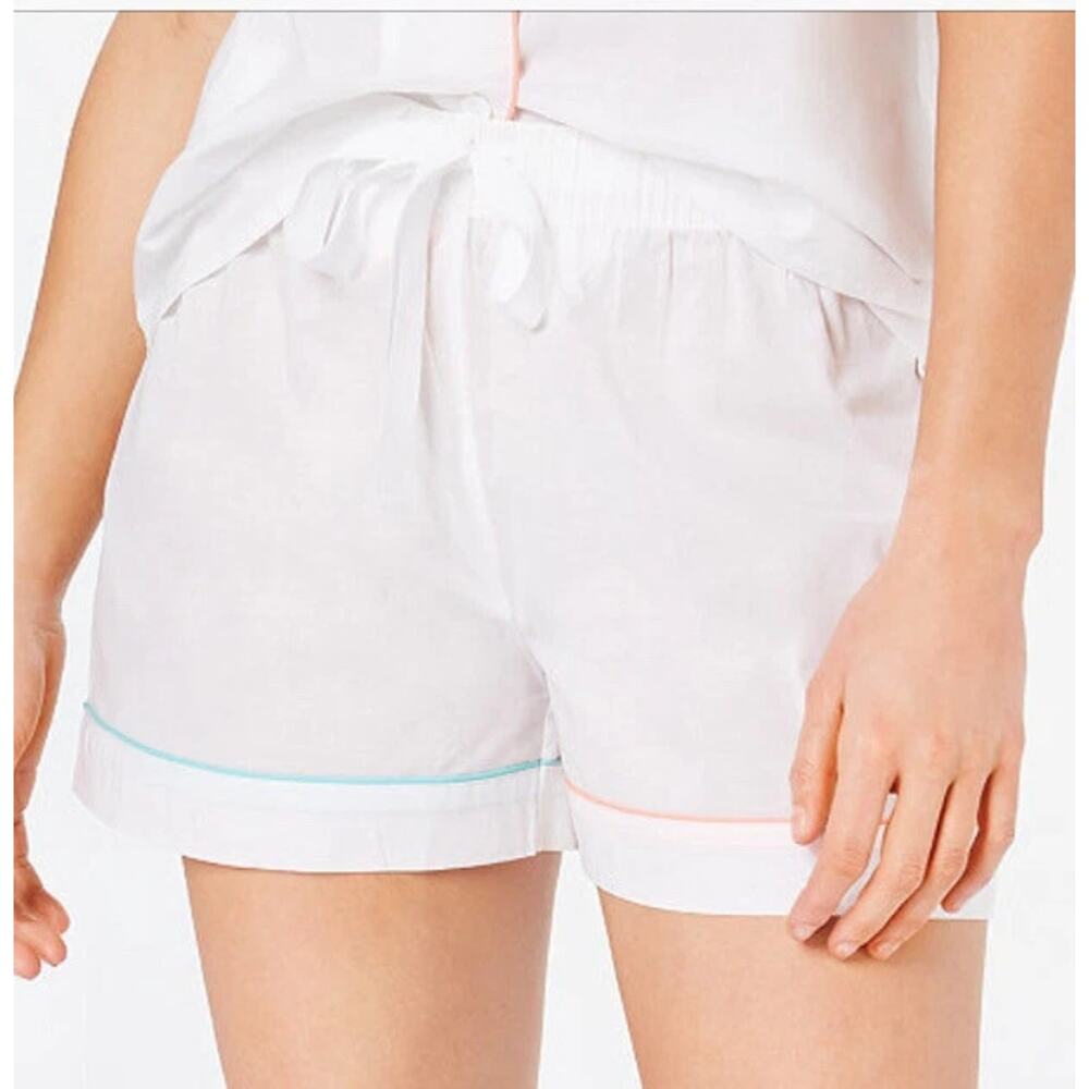 Charter Club White Woven Cotton Pajama Shorts Lounge Shorts
